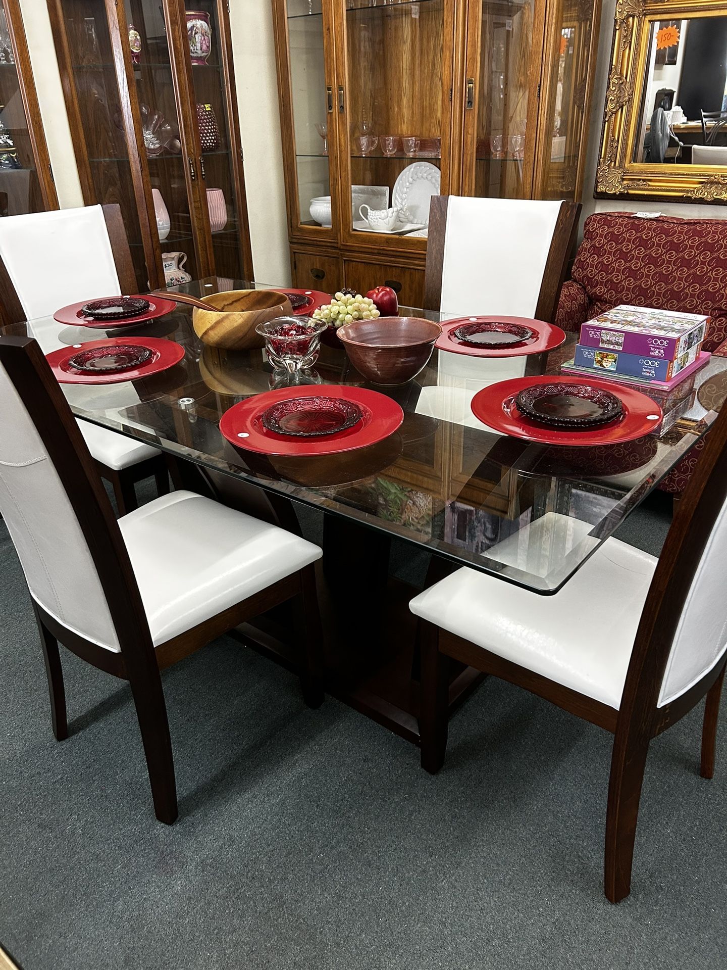 Furniture of America Waverly 7 Piece Wood Dining Table Set White Estate Furniture 