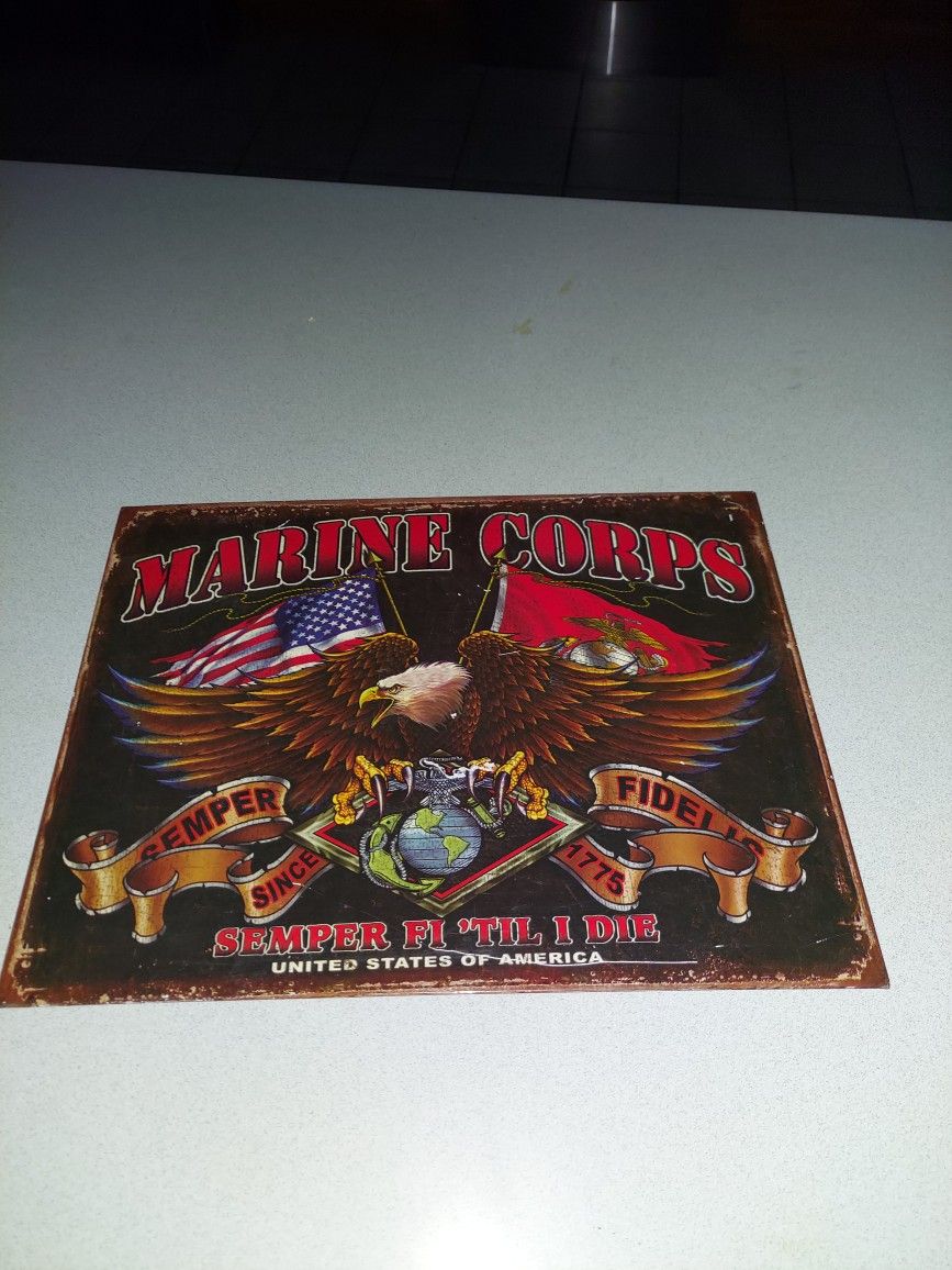 MARINE CORPS SEMPER FI TIL I DIE METAL HANGABLE SIGN