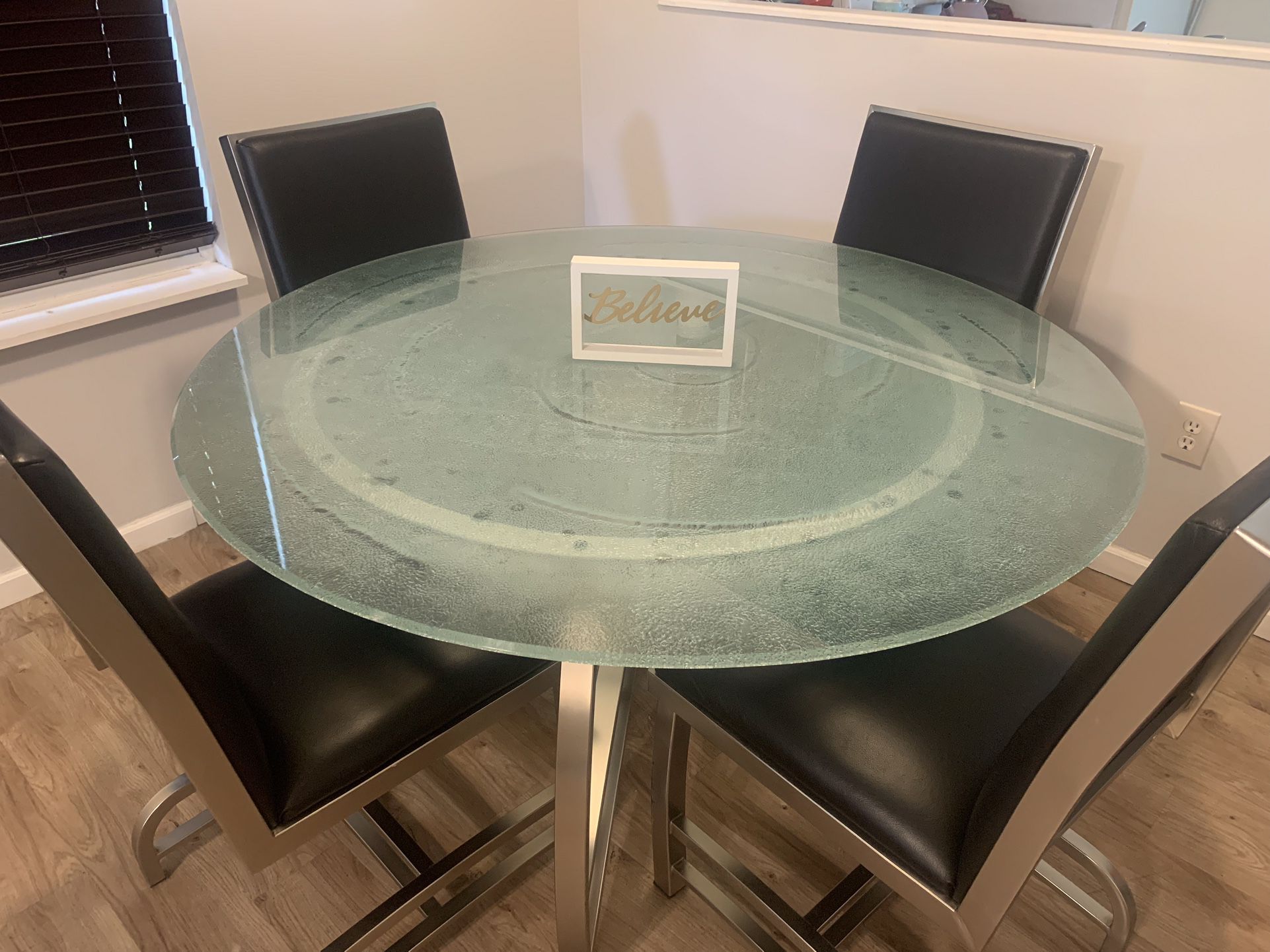 High End Dining Table w/ Genuine Leather Chairs