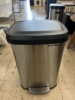 SONGMICS 13 Gallon (50 L) Kitchen Trash Can Stainless Steel Soft Closure w/ Pedal - Silver