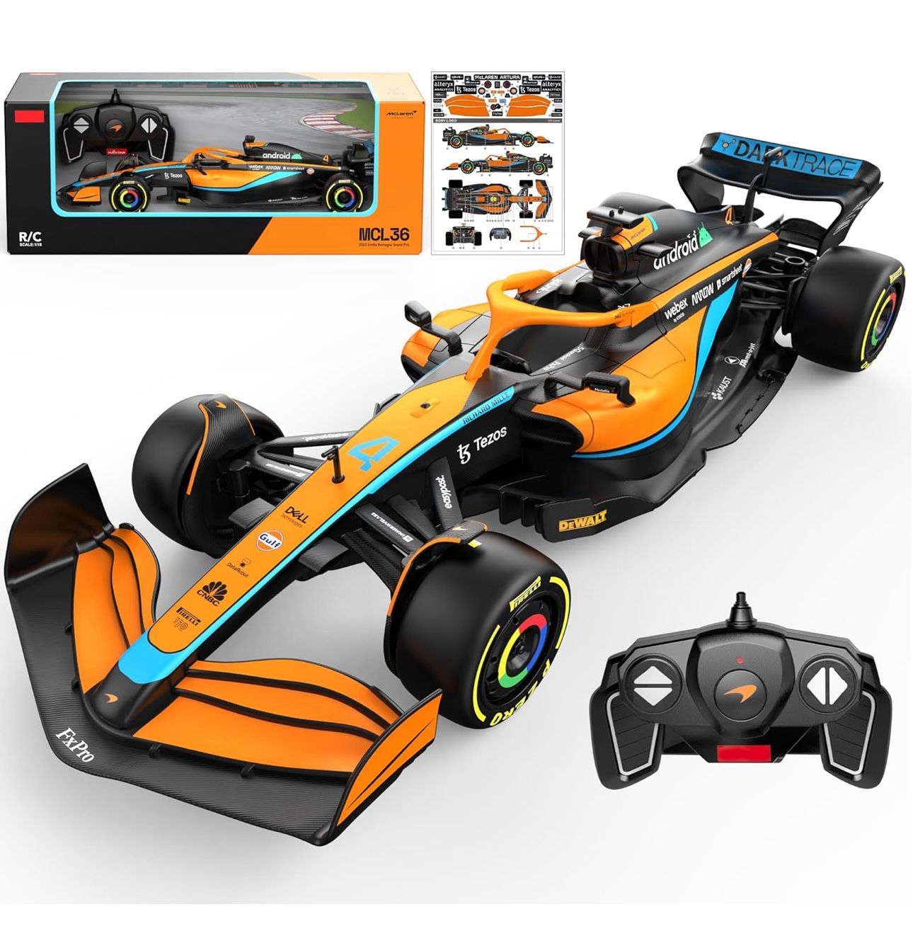 Authentic Licensed 1:18 McLaren F1 MCL36 Remote Control Car - F1 Collection RC car Series for Kids and Adults - 2.4GHz RC Car for Gift (1:18 McLaren F