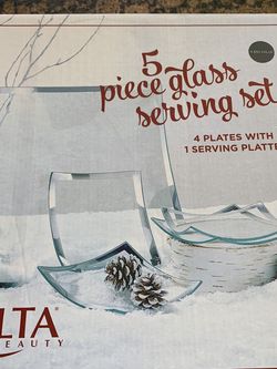 Five piece glass serving set