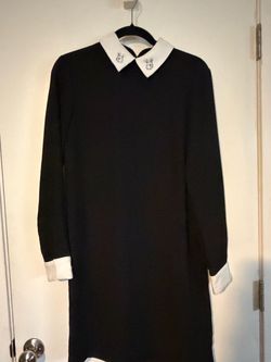 Victoria Beckham Black Long Sleeve Dress with White Collar