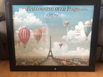 Ballooning Over Paris 1890 Framed Artwork