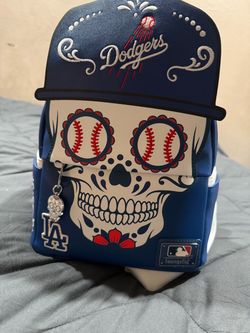 Loungefly MLB LA Dodgers Sugar Skull Mini Backpack