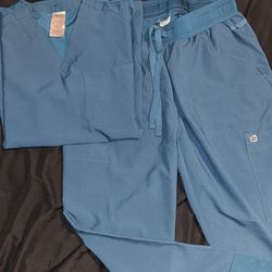 Wonder wink Caribbean blue Scrub Top And Bottoms