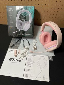 New AULA G7 Pro Wireless Gaming Headset W/ 7.1 Surround Sound, 40mm Driver, BT5.3 Gaming Headphones W/ Mic, RGB, 10ms Latency, 65H Battery, PC Gaming
