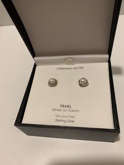Sterling Silver & Genuine Pearl Earrings