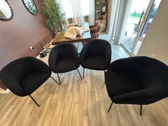 Modern Sherpa Dining Chairs Set of 4, Black.
