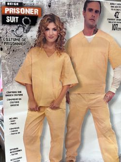 New, Beige Prisoner Suit Adult Halloween Costume