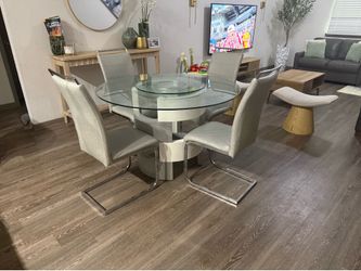 Modern Glass Dining Table Set  with 4 Chairs