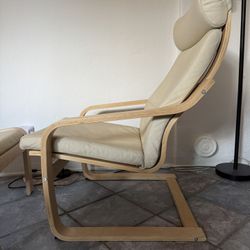 Leather & Birch Bentwood Chair & Ottoman