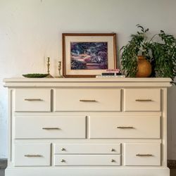 Cream Eight Drawer Dresser