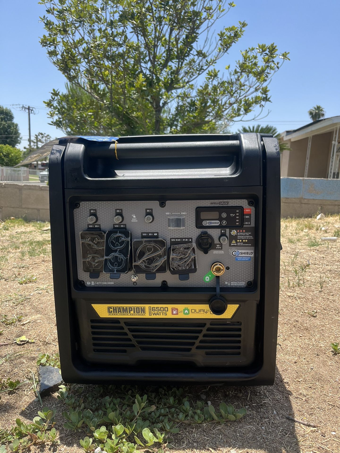 Champion 6500-Watt Recoil Start Gasoline and Propane Powered Dual Fuel Inverter Portable Generator w/ CO Shield, Quiet Technology