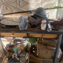 Wooden And Metal Work Shop Table Tools Very Heavy Nice Gift Idea