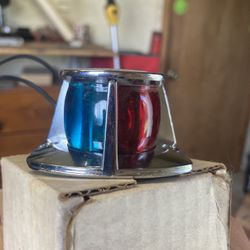 VINTAGE ATTWOOD BOAT LIGHT RED/BLUE CHROME 6375-02 DECK MOUNT