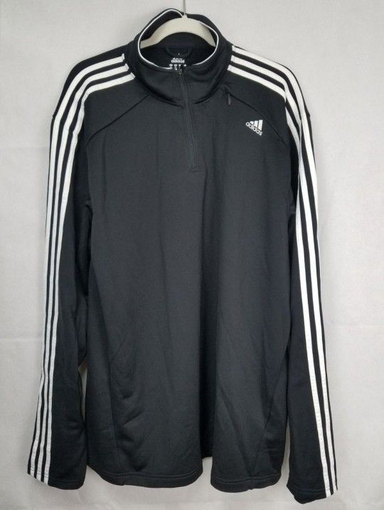 ADIDAS~ Men's black track jacket 1/4 zipper Sweater sz 2XL