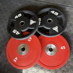 Commercial urethane Olympic weights 45lbs pairs