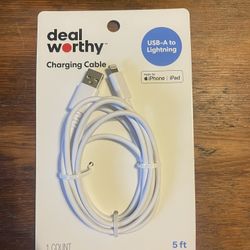 dealworthy 5' Lightning to IPhone USB-A  Charging Cable MFi certified - White