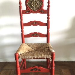 Wooden Red Chair - As Is