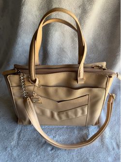Rosetti Beige Medium Satchel Top Handle, Detachable Strap, Zip, Pockets