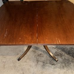 Vintage Duncan Phyfe Style Dining Table w/ 4 Chairs + Leaf + Glass Top