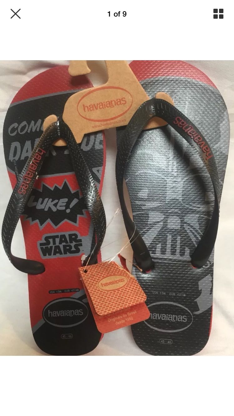 Size 13 Havaianas Star Wars Flip Flops Darth Vadar