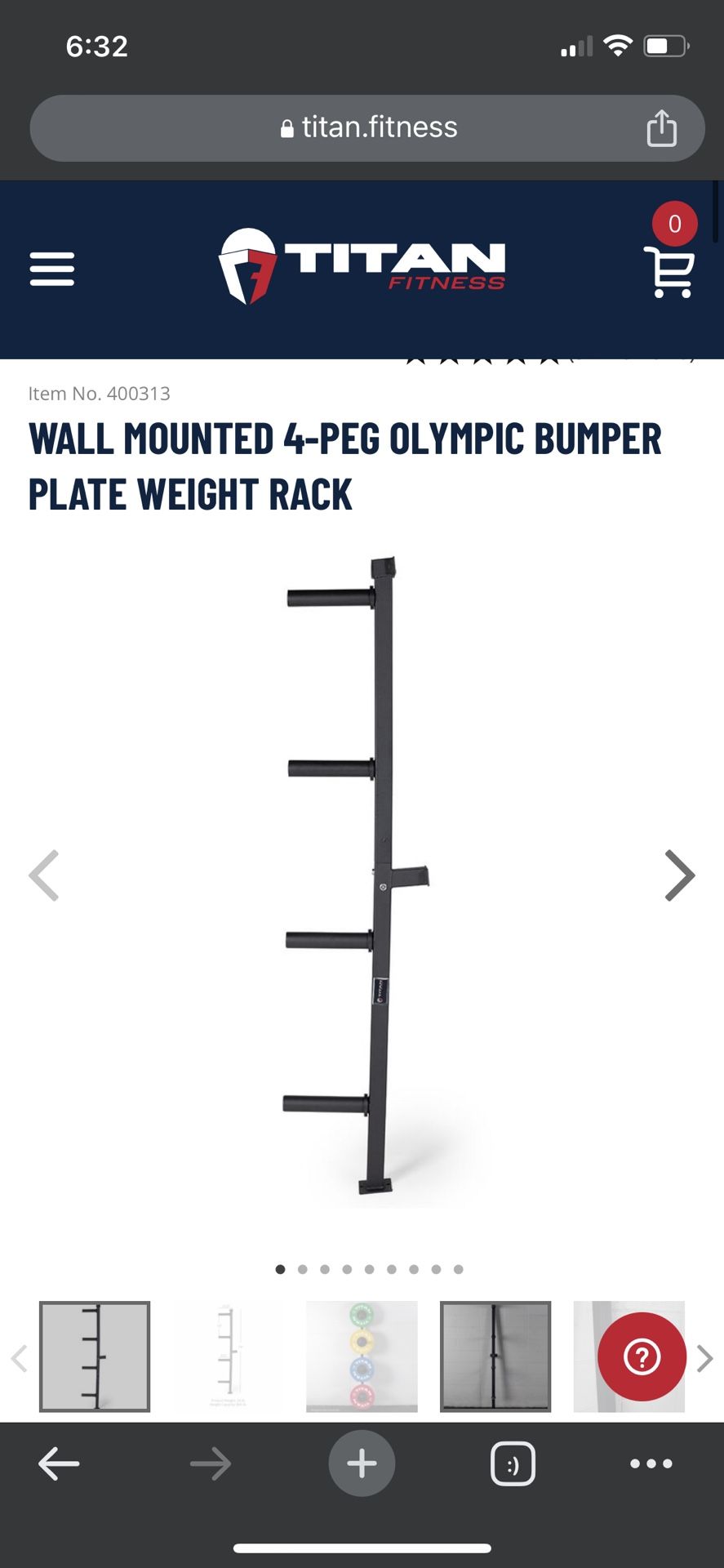 TITAN WALL MOUNTED 4-PEG OLYMPIC BUMPER PLATE WEIGHT RACK
