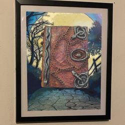 Custom Art Piece Of The Hocus Pocus spell book Book In Black Frame