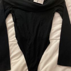 Black Long Sleeve Over The Shoulder Body Suit 