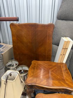 Wood Accent Table with Inlay Detail