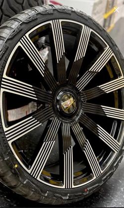 24'' Giovanna Beirut Black Machine Wheels RT Tires Escalade QX80 Ram Wagoneer F150