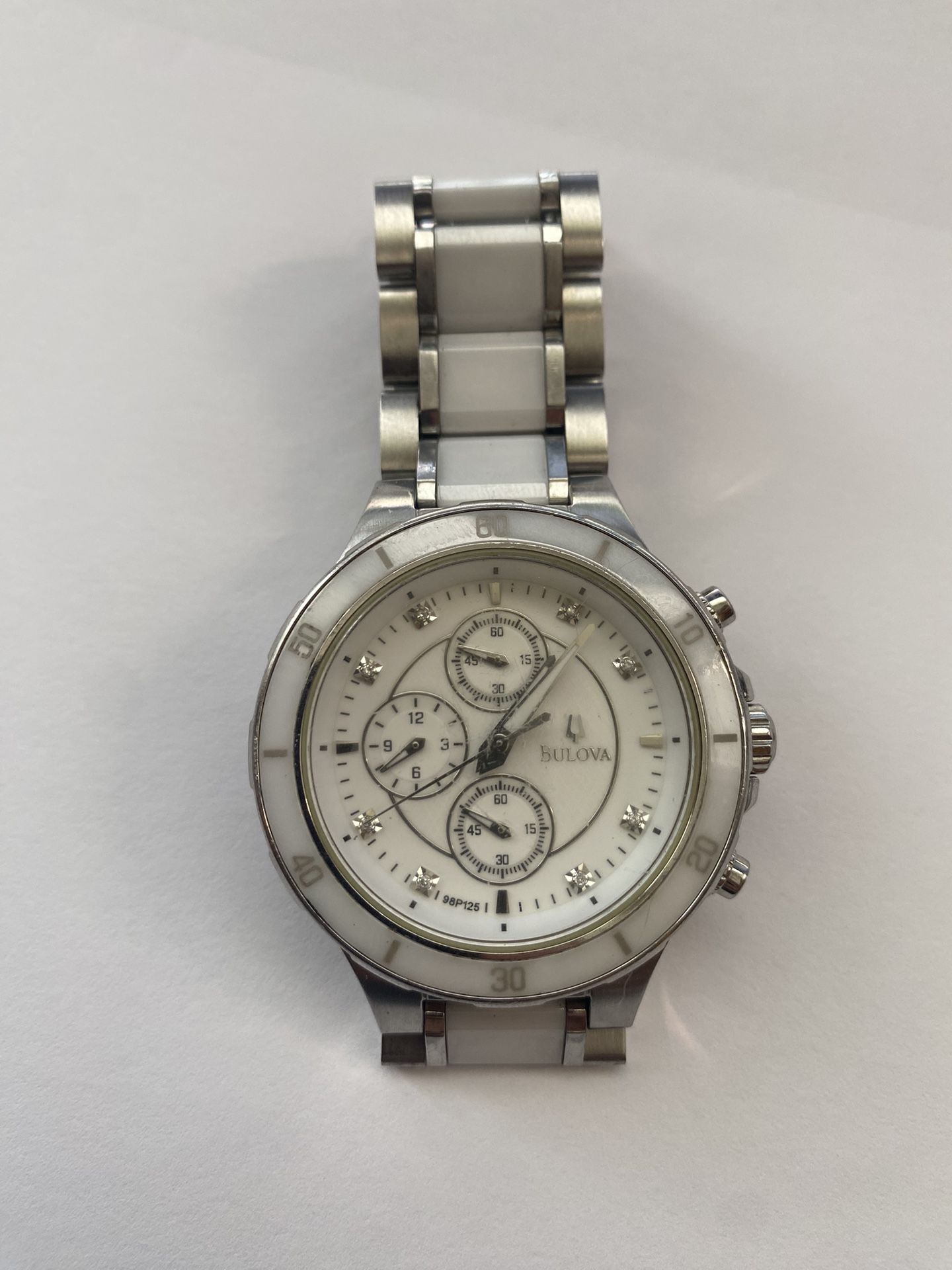 Bulova 98P125 Ladies White Ceramic Watch