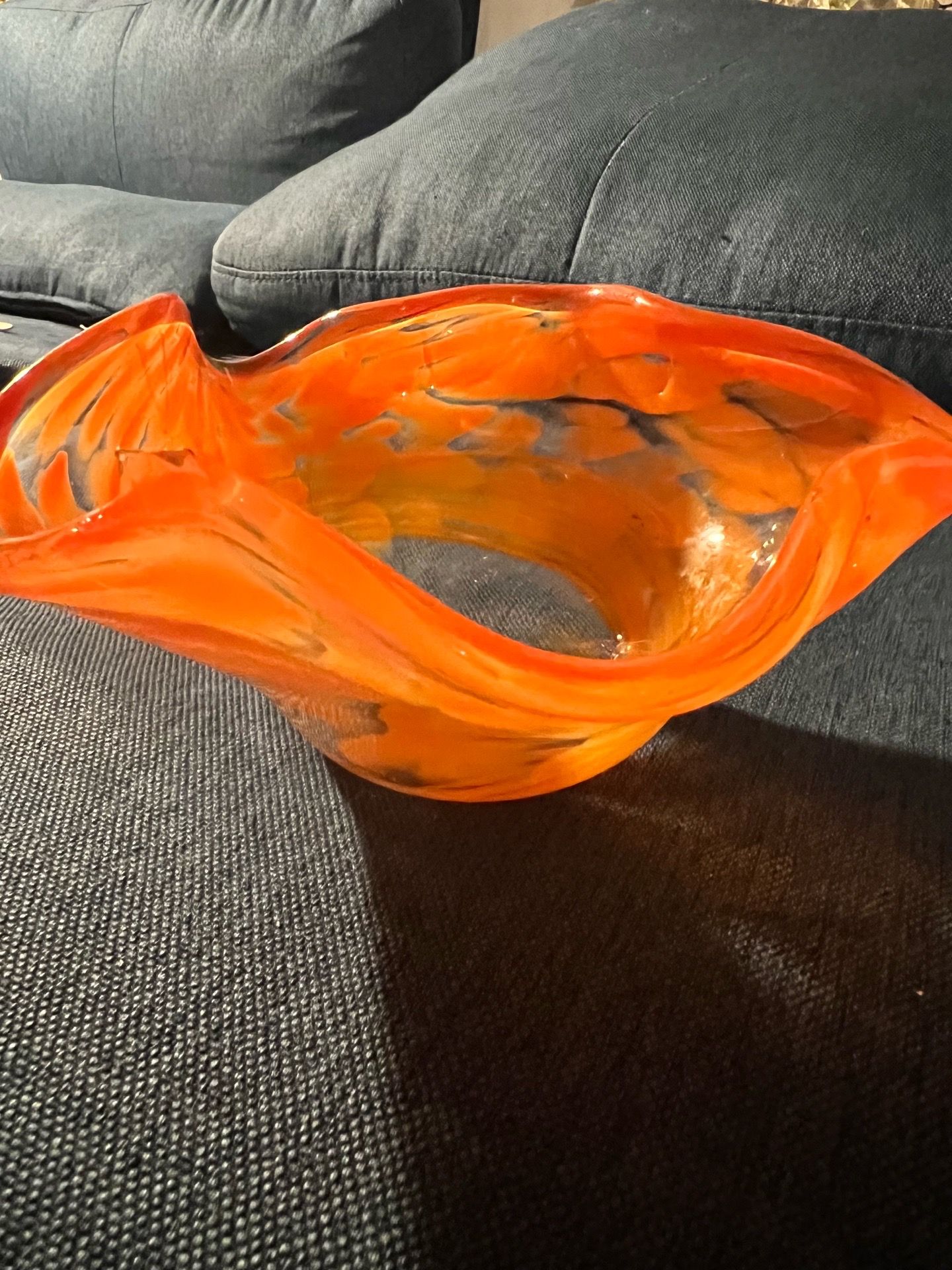 Hand blown glass candy dish