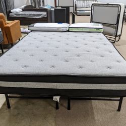Queen Hybrid Mattress W Platform Frame