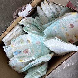 Box of nb diapers mixed brands