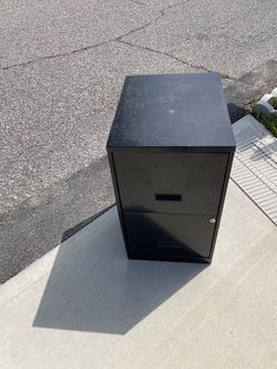 Black 2 Drawer Metal Filing Cabinet- No Key - Sold As Is