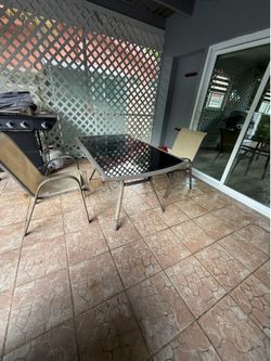 Patio dining table and two chairs