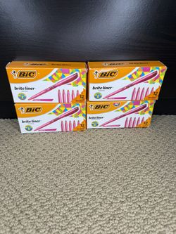 PRICE FIRM BIC BL11 Brite Liner Pink Highlighters Chisel Point Box Of 12 - 4 packs