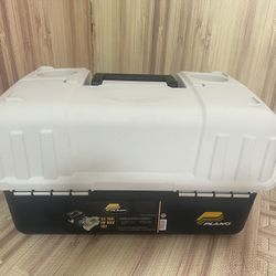 Plano Fishing Tackle Box w/ Lures & Gear etc cup holder And Rods 