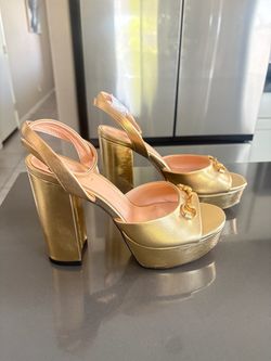 Gucci Gold Metallic Platform Sandals