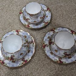 Royal Albert, Rose Cameo Violet, Three Person Dessert Set