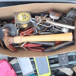 Box of miscellaneous tools, etc. Power bulls and other things $65 or best offer.