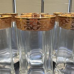 7 Gold Banded Glasses
