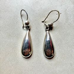Vintage Sterling Silver Teardrop Dangle Earrings – 925 Mexico