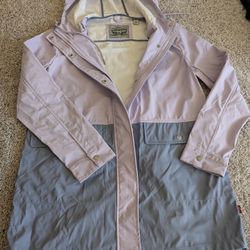 Levi woman's size small lavender and dove gray rain coat