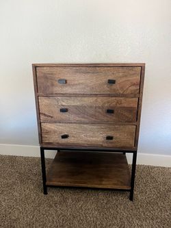 Wood and Metal 3 Drawer Dresser