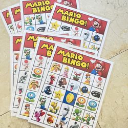 Super Mario Brothers BINGO card LAMINATED 