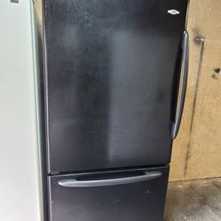 Black Maytag 33" Wide Apartment Size Bottom Freezer Refrigerator With Ice 🧊 Maker 