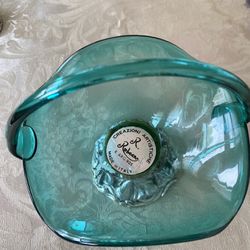 Beautiful Teal Glass Decorate Large Bowl N. More 